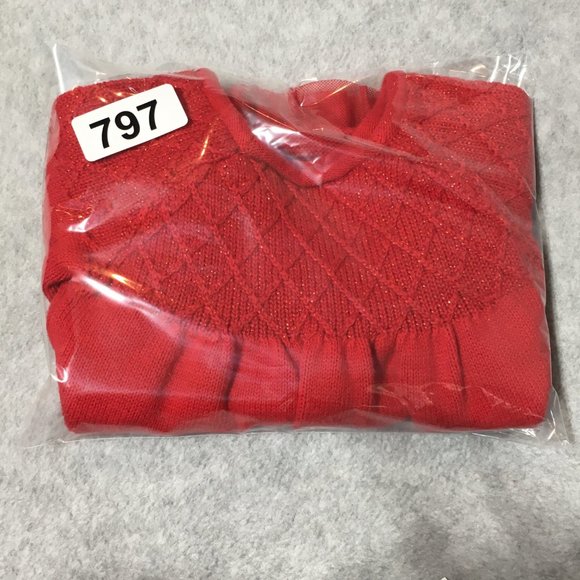 Cat Jack Sweater Dress Infant Girls 6-9m Red Lattice Stitch Knit Long Sleeve - Picture 6 of 6